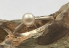 835 sølvring med perle. (20). thumbnail