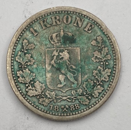 1 kr 1888 kv. svak 1 kantsår