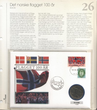 Myntbrev nr 26. Det norske flagget 100 år.