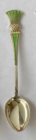Mokkaskje 925 sølv og grønn emalje 9,5 cm