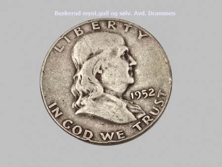 U.S.A: 1/2 Dollar 1952.Benjamin Franklin vendt mot høyre.
