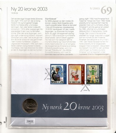 Myntbrev nr 69. Ny 20 krone 2003.