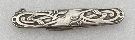 830 sølv lommekniv med drage mønster
