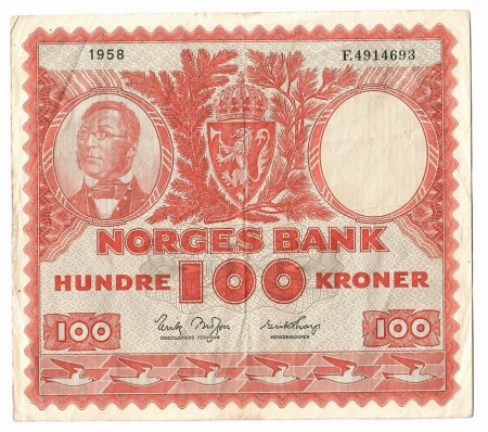 100 kr 1958 F.4914693 kv. 1/1-